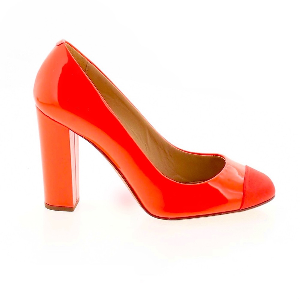 J. Crew Etta Cap Toe Neon Orange Heels Pumps 🔥